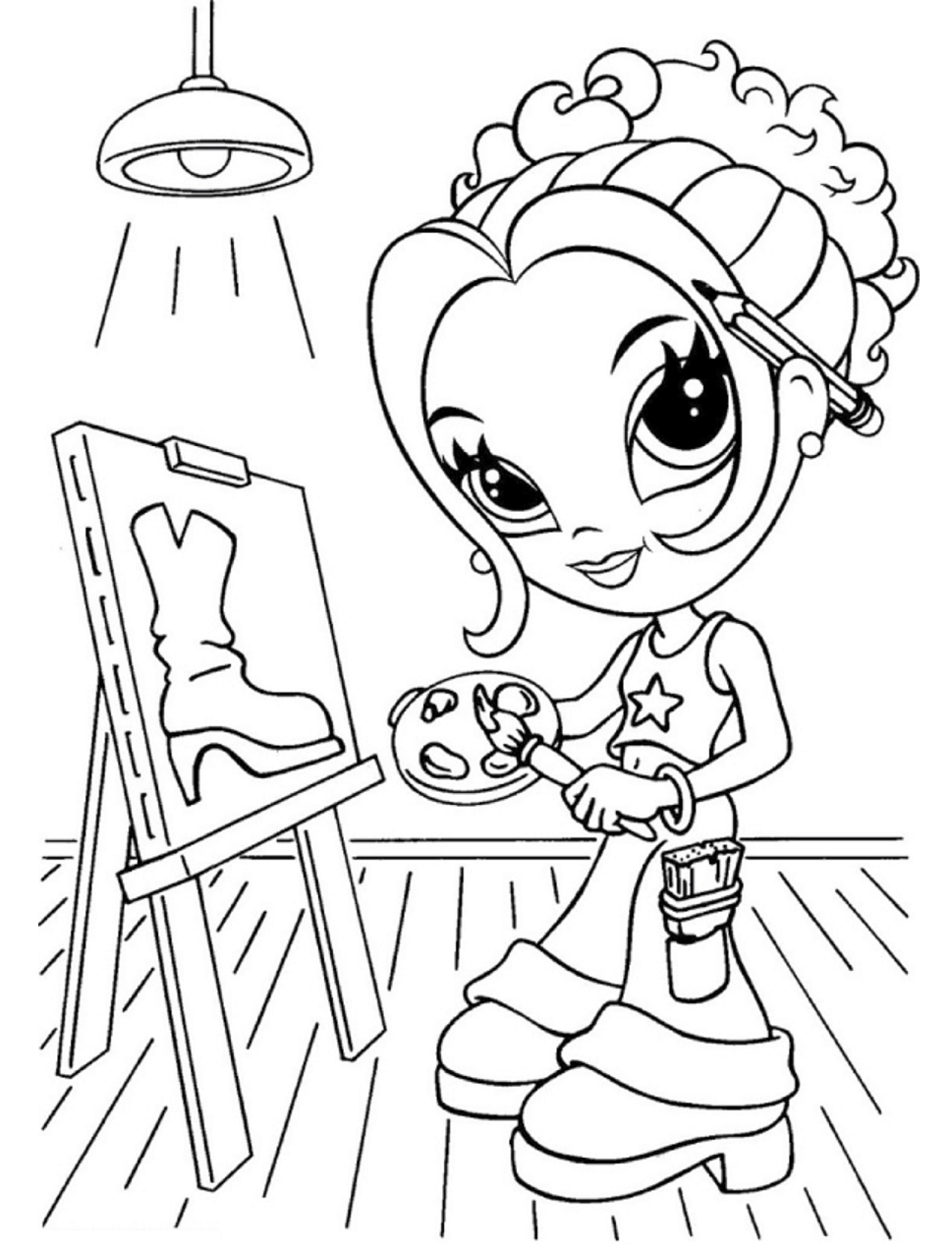 Glamour Girl Painting Coloring Page - Free Printable Coloring Pages for