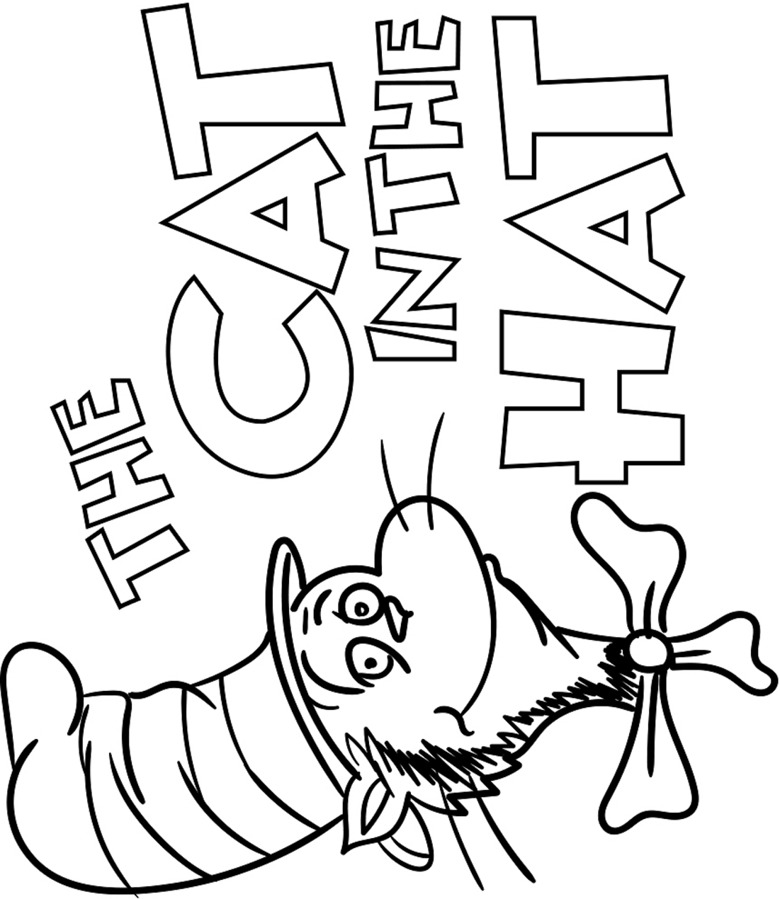 Printable Coloring Sheet Cat In The Hat Coloring Pages