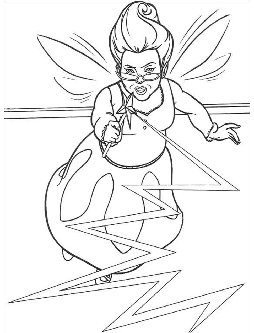 Fairy Godmother With Magic Stick Coloring Page - Free Printable