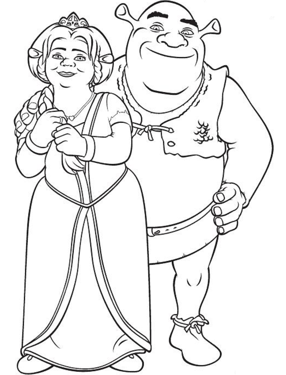 Shrek And Fiona Coloring Pages