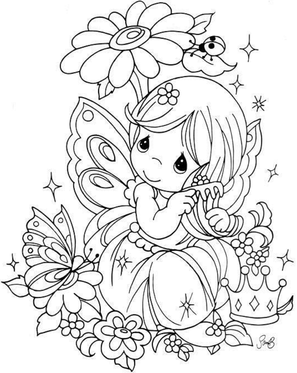 Precious Moment Of Girl Coloring Page Free Printable Coloring Pages