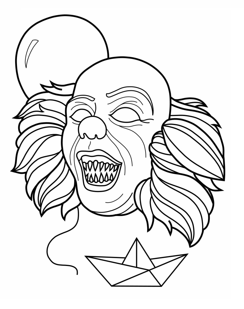 Creepy Clown Pennywise Coloring Page - Free Printable ...