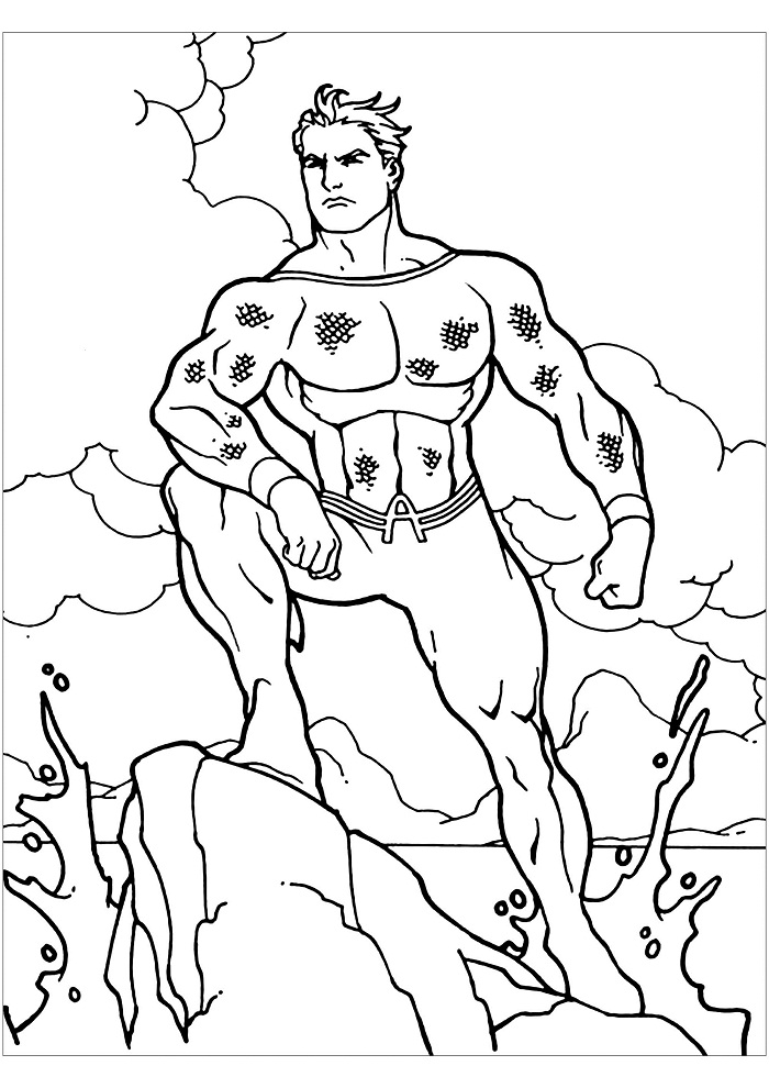 Strong Aquaman Coloring Page - Free Printable Coloring Pages for Kids