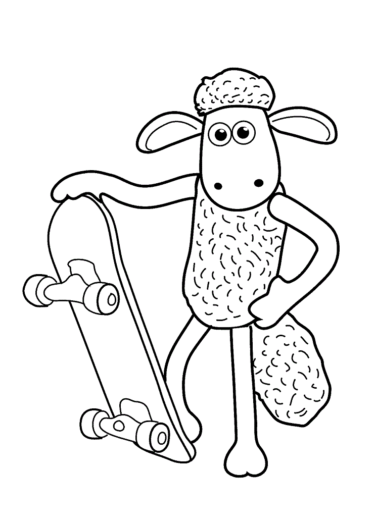 Shaun With Skateboard Coloring Page   Free Printable Coloring Pages for ...