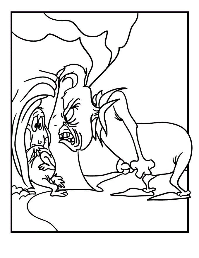 Grinch Angry With Max Coloring Page - Free Printable Coloring Pages for