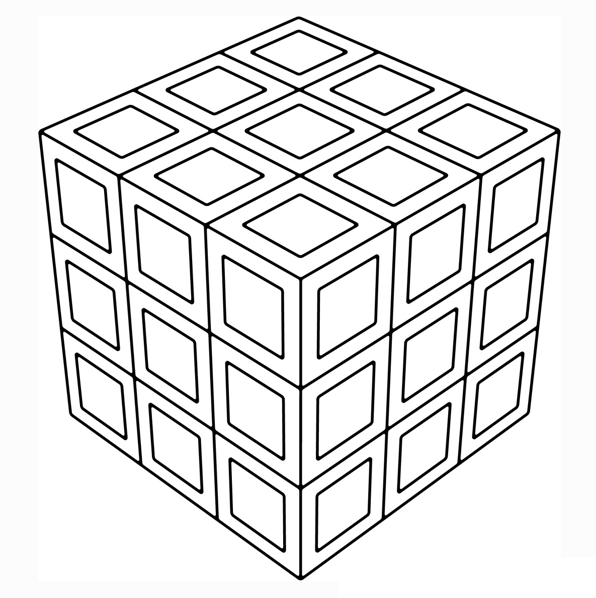 Cubic Geometric Coloring Page - Free Printable Coloring Pages for Kids