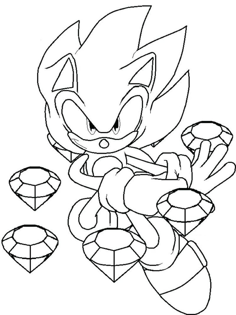 Sonic With Diamonds Coloring Page - Free Printable ...