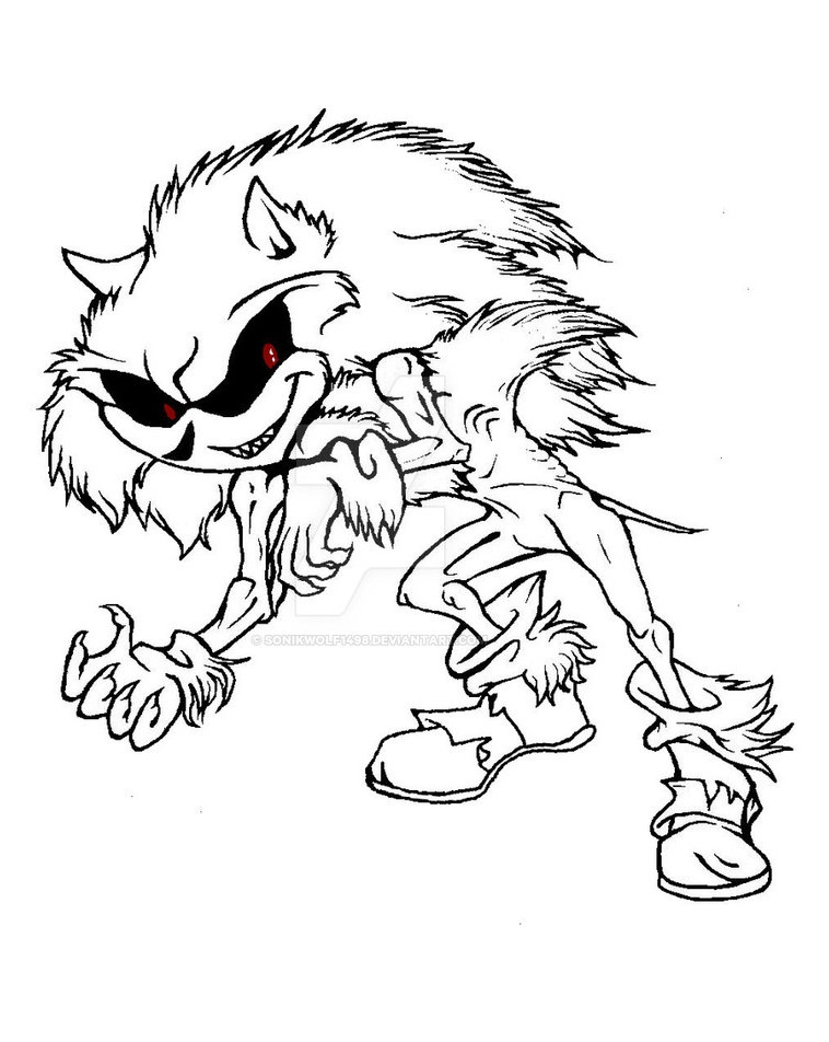 Creepy Sonic The Monster Coloring Page - Free Printable Coloring Pages