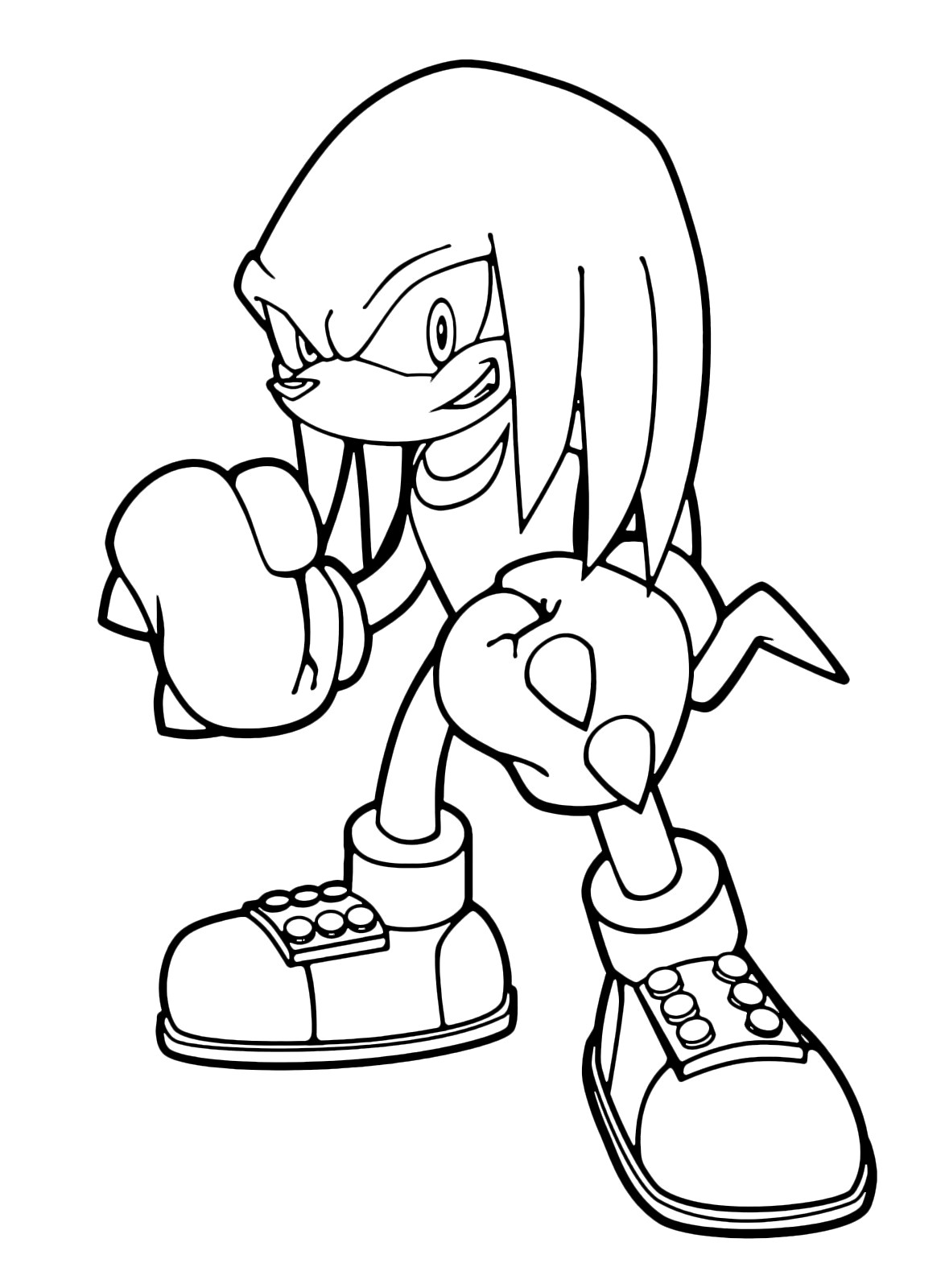 Knuckles The Echidna Smiling Coloring Page Free Printable Coloring