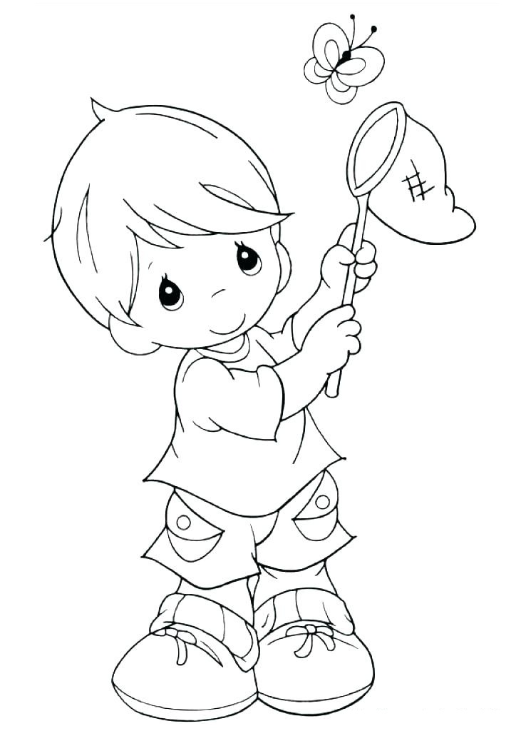 Boy Catching Butterfly Coloring Page - Free Printable Coloring Pages