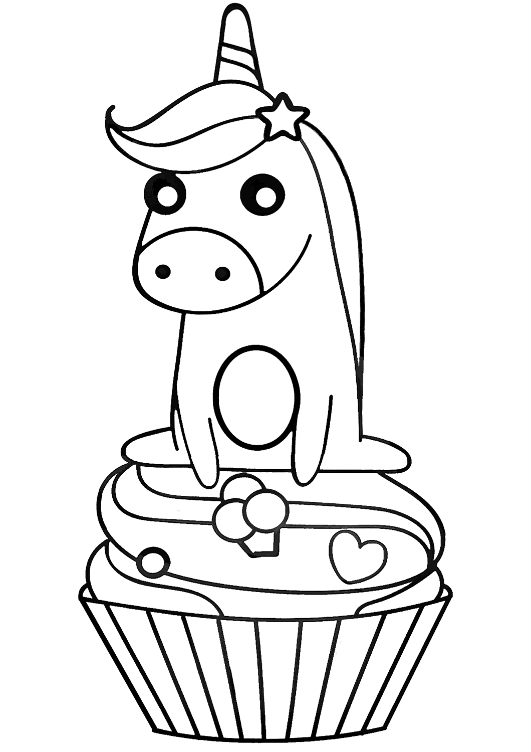 Unicorn Sitting On Cupcake Coloring Page - Free Printable Coloring