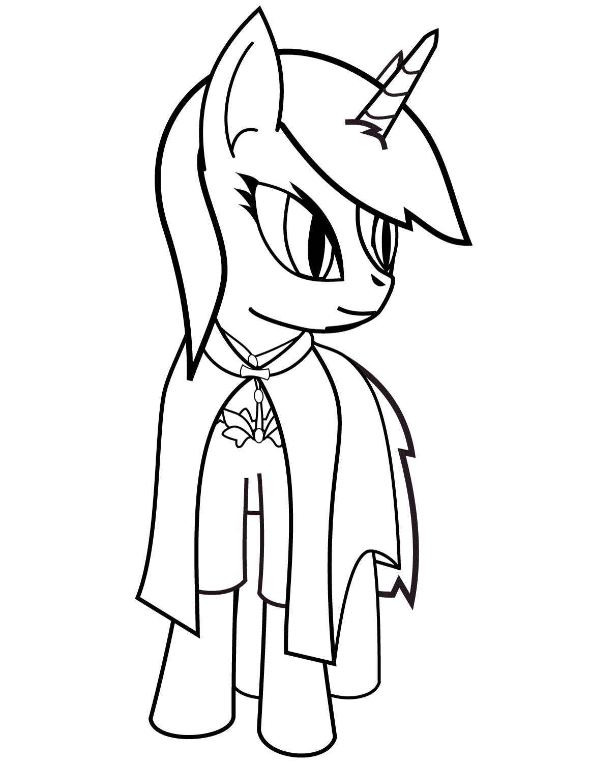 Cute Pony Unicorn Coloring Page - Free Printable Coloring Pages for Kids