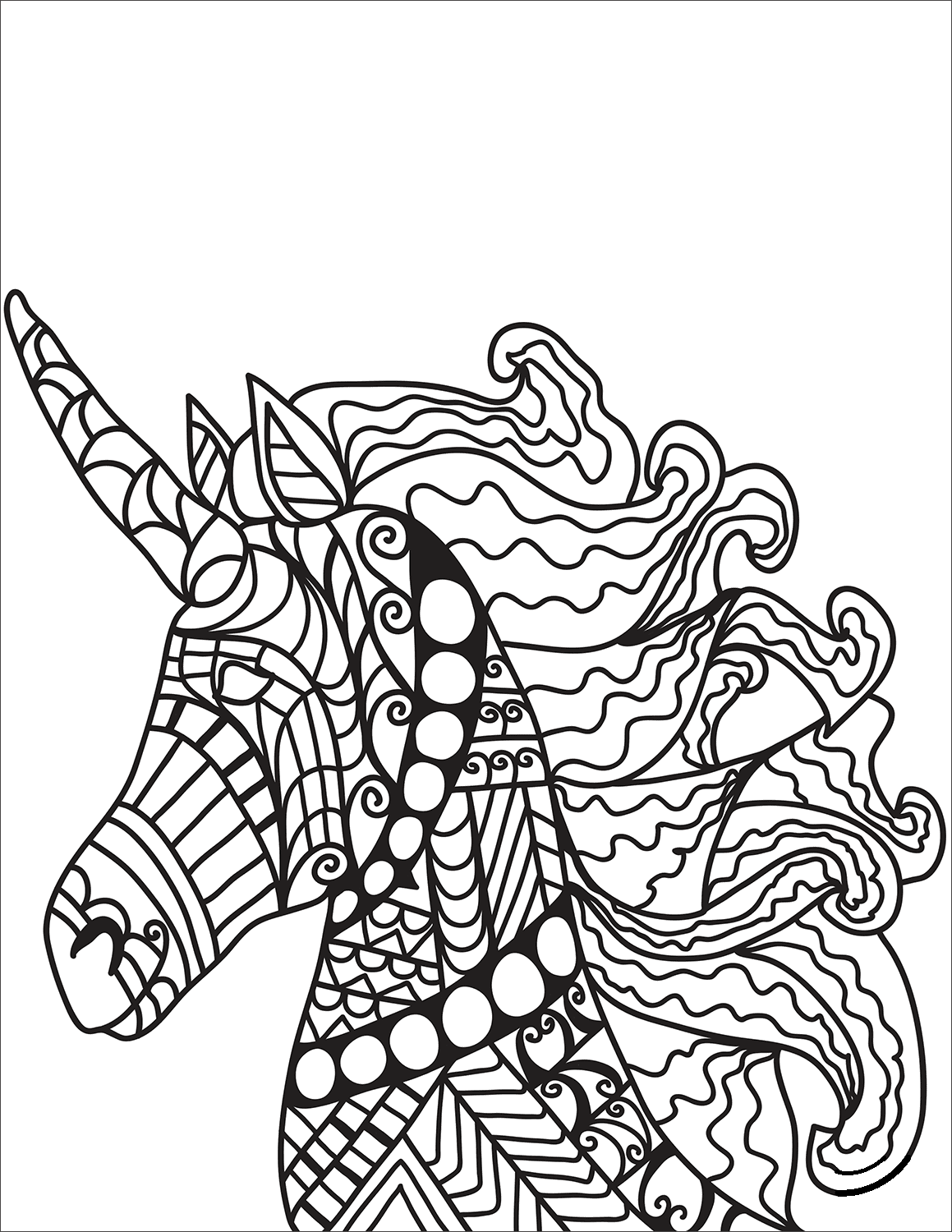 Unicorn Zentangle Coloring Page - Free Printable Coloring ...