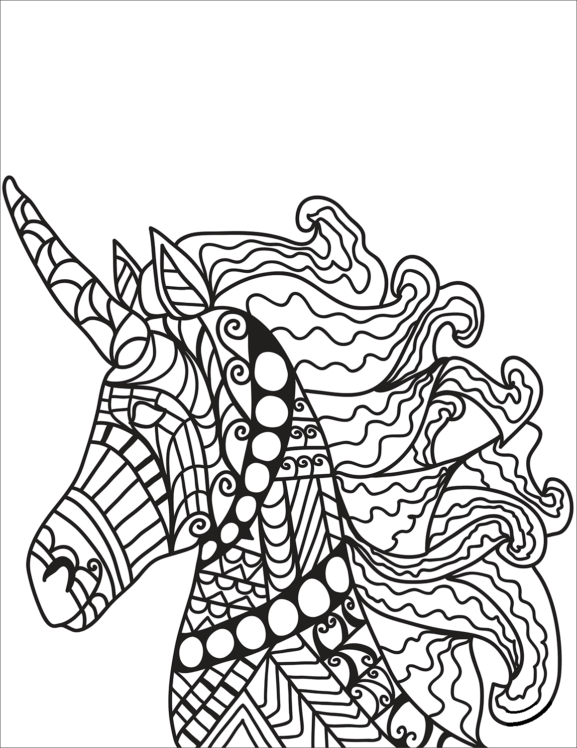 Unicorn Zentangle Coloring Page Free Printable Coloring Pages For Kids