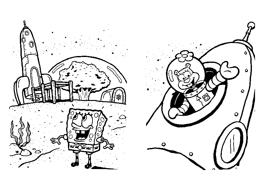 SpongeBob On The Moon Coloring Page - Free Printable Coloring Pages for