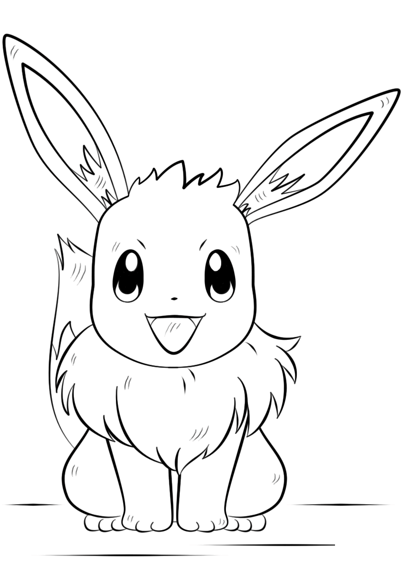 Lovely Eevee Smiling Coloring Page Free Printable Coloring Pages for Kids