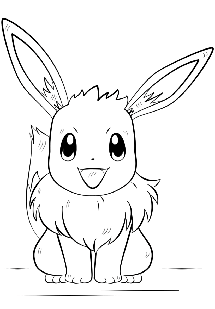 Lovely Eevee Smiling Coloring Page - Free Printable Coloring Pages for Kids