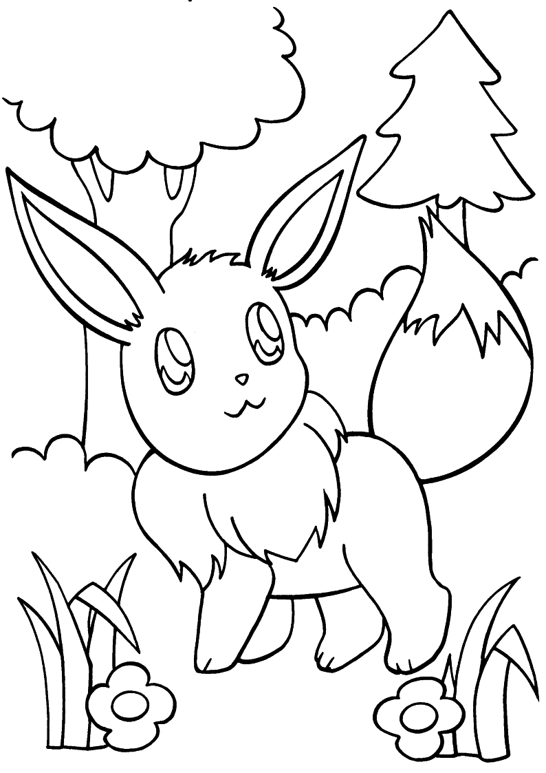 Download Eevee In The Wood Coloring Page - Free Printable Coloring Pages for Kids