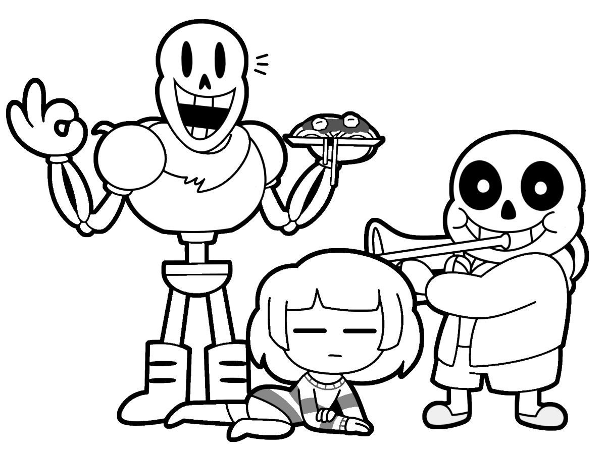 Undertale Characters Coloring Page - Free Printable Coloring Pages for Kids