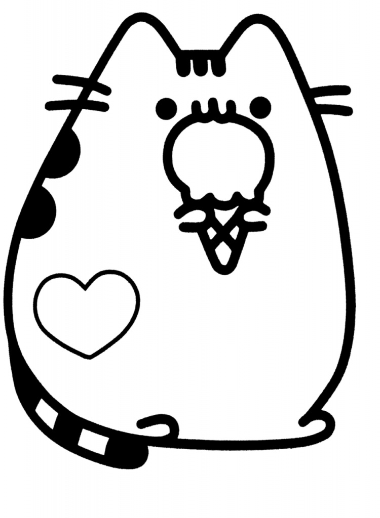 Pusheen Eating Ice Cream Coloring Page - Free Printable ...