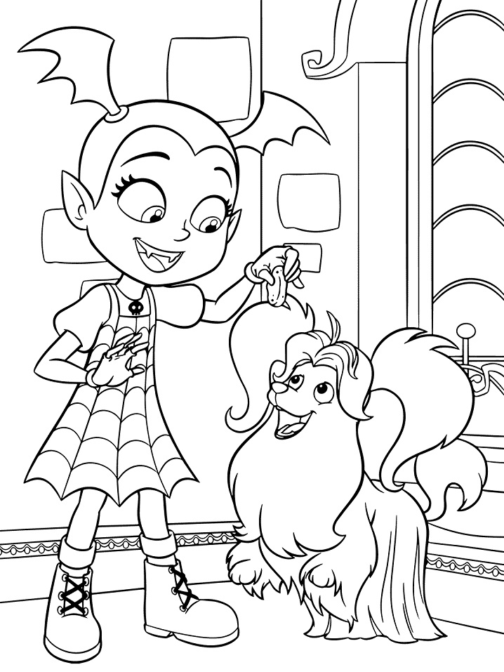 Vampirina Playing With Wolfie Coloring Page - Free ...