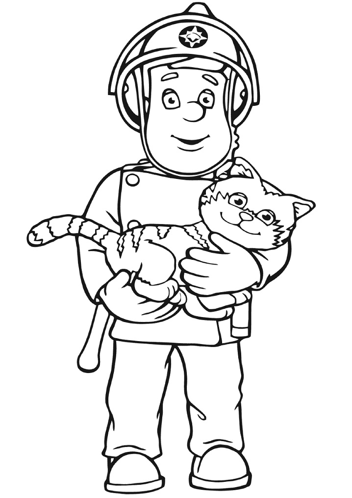 Download Fireman Sam Save A Cat Coloring Page - Free Printable Coloring Pages for Kids