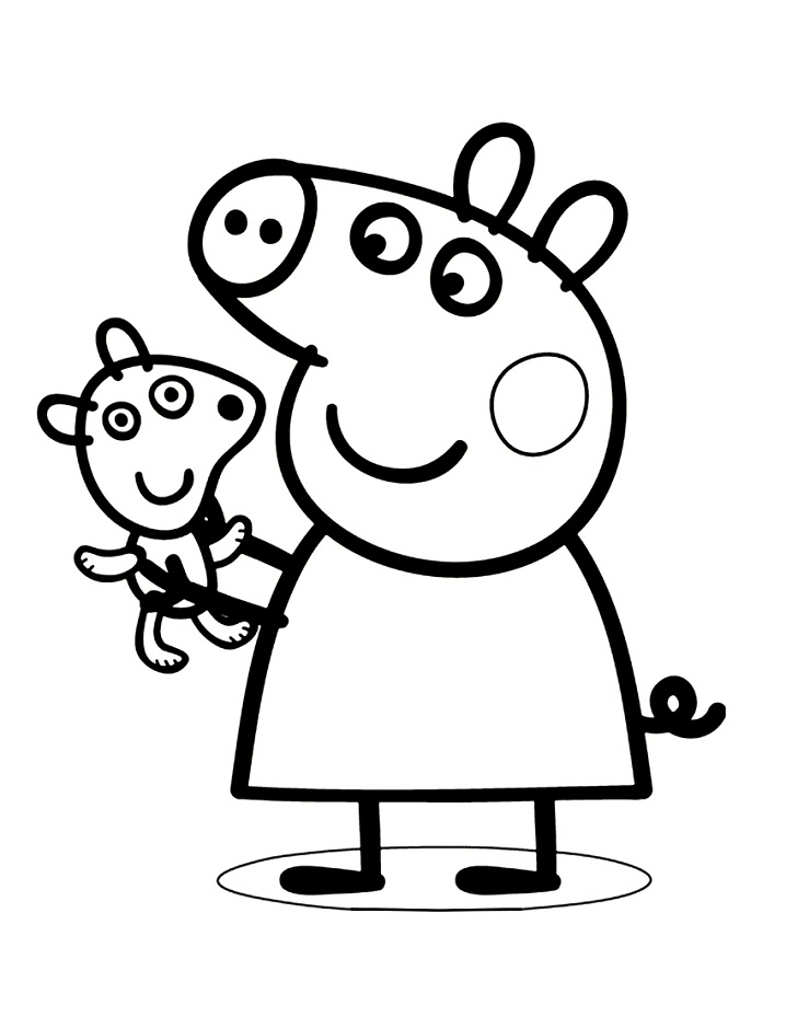 Peppa Pig Playing Toy Coloring Page - Free Printable Coloring Pages for