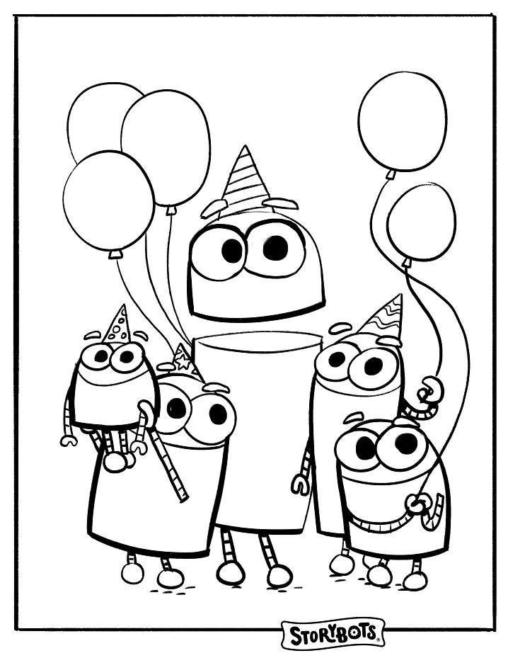 StoryBots Birthday Coloring Page Free Printable Coloring Pages for Kids
