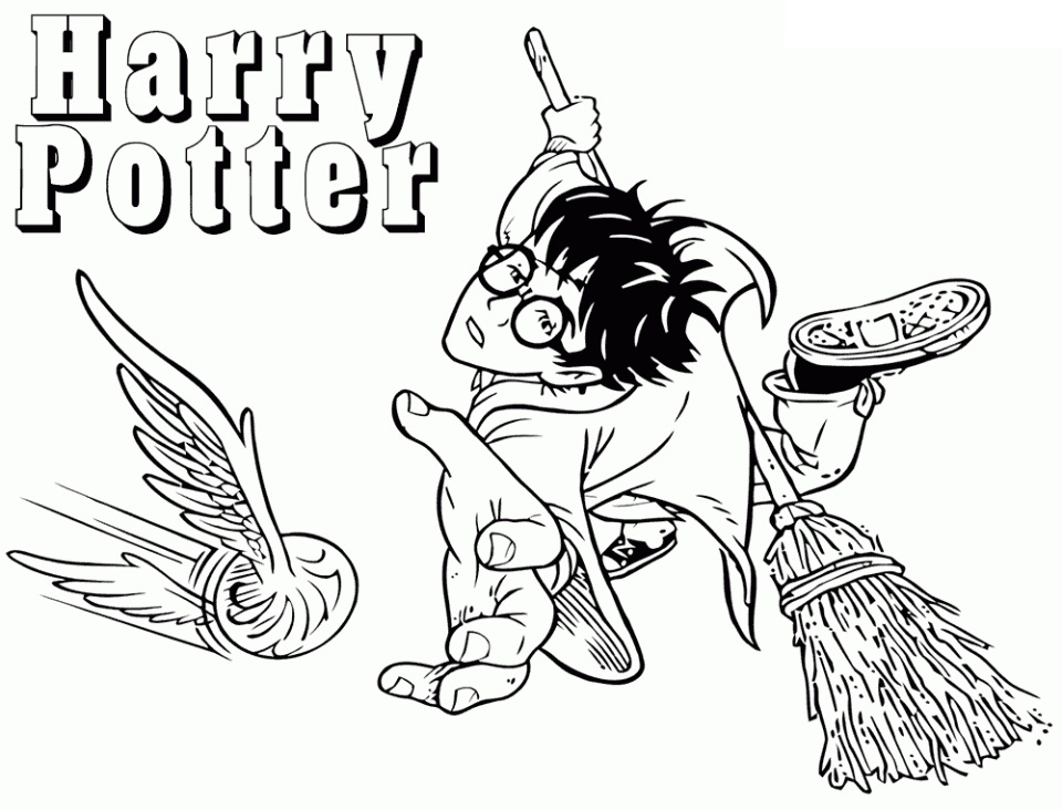 Harry Playing Quidditch Coloring Page Free Printable Coloring Pages