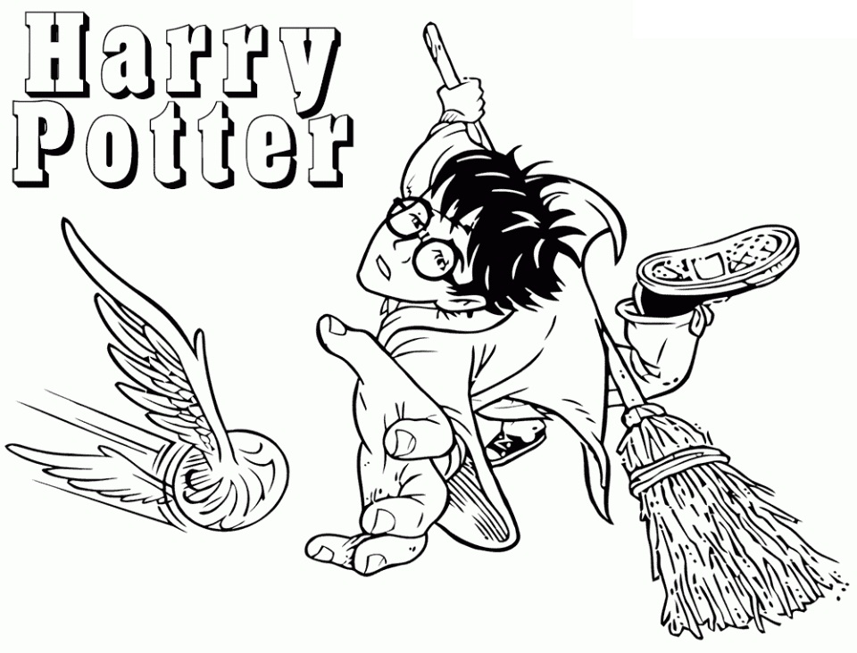 Harry Playing Quidditch Coloring Page - Free Printable Coloring Pages