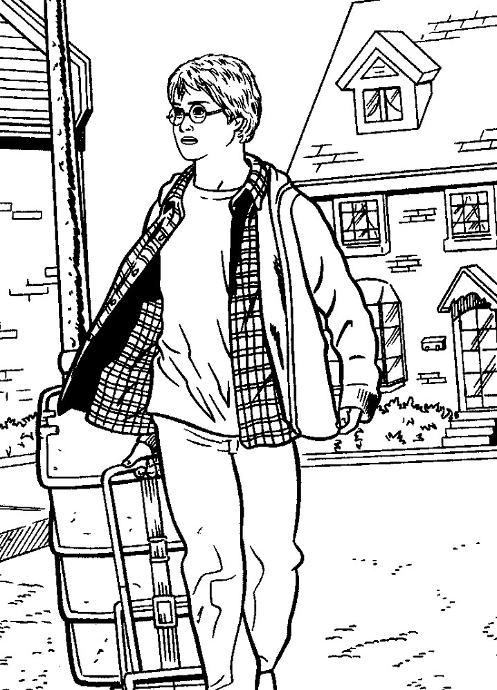 Harry and Luggage Bag Coloring Page - Free Printable Coloring Pages for