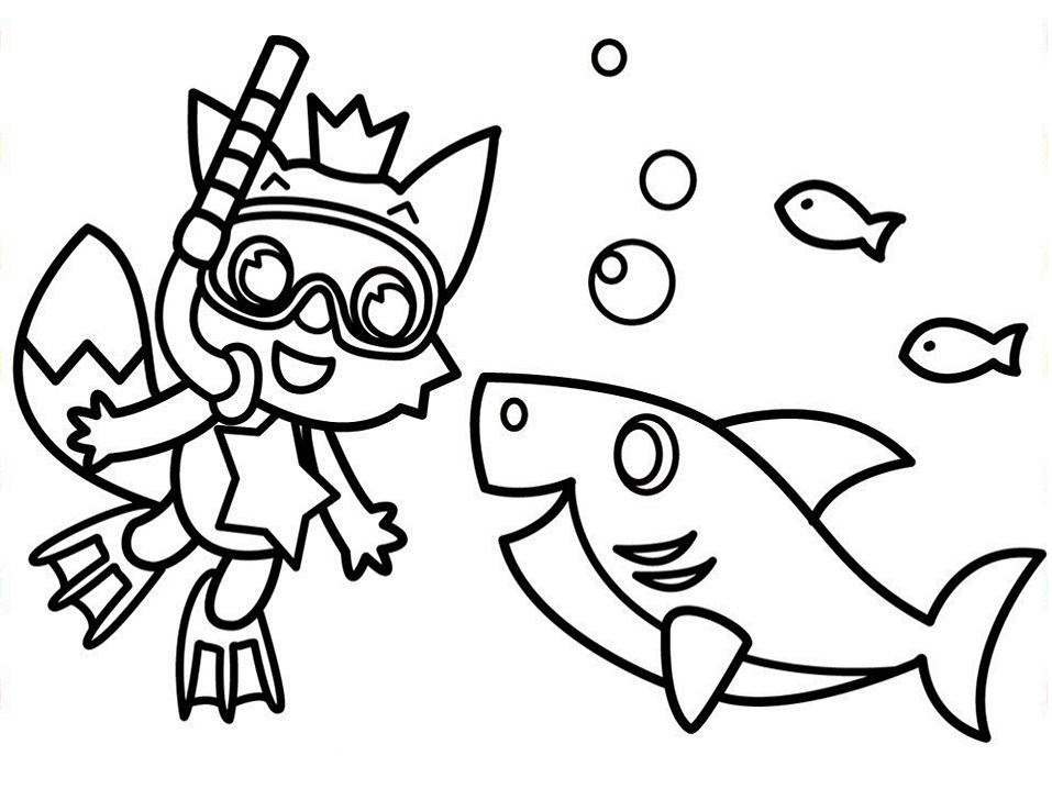 Pinkfong and Baby Shark Coloring Page - Free Printable Coloring Pages