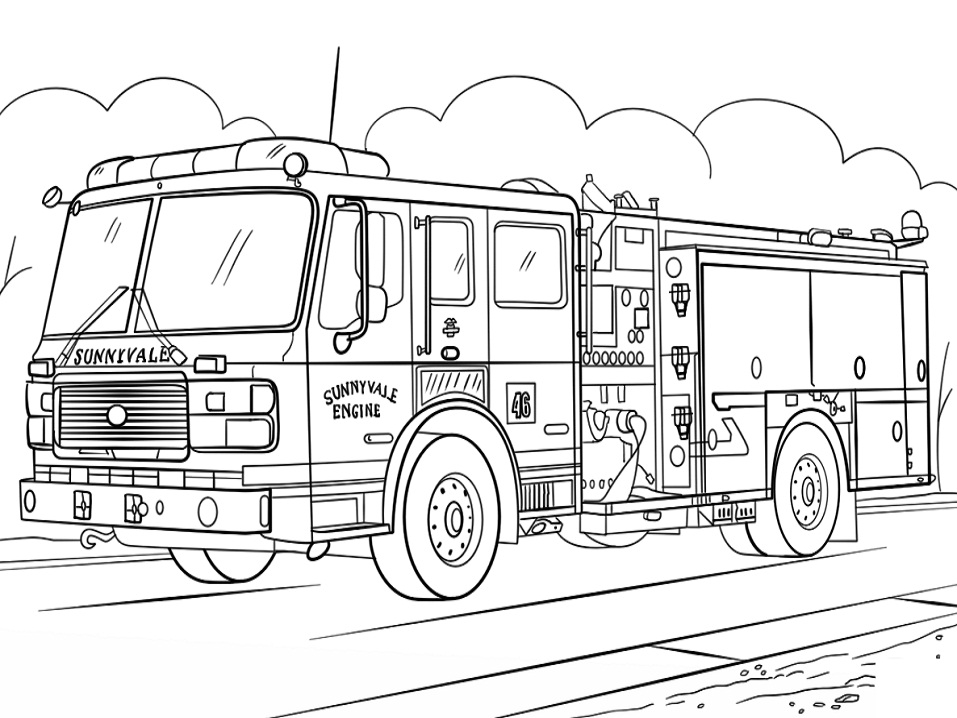 Sunnyvale Fire Truck Coloring Page - Free Printable ...