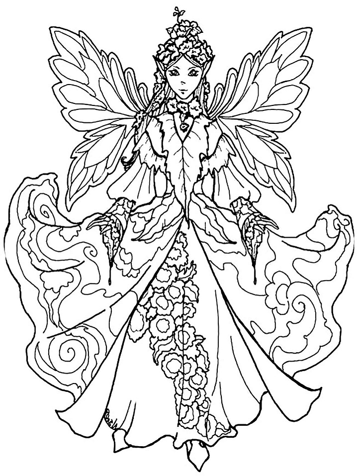 Queen Elf Fairy Coloring Page - Free Printable Coloring ...