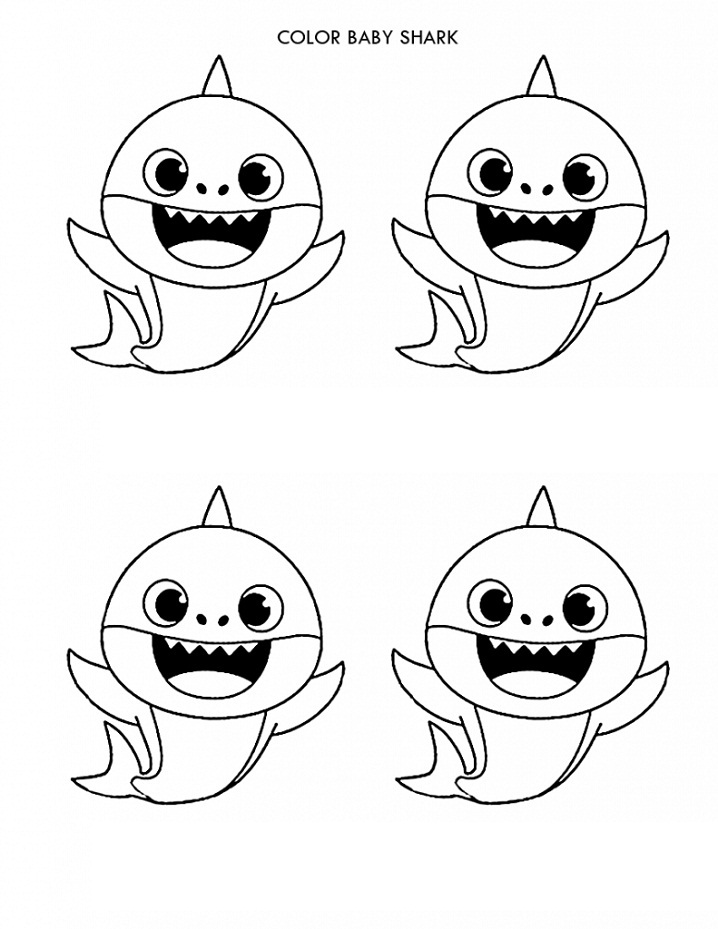 Color 4 Baby Shark Coloring Page Free Printable Coloring Pages