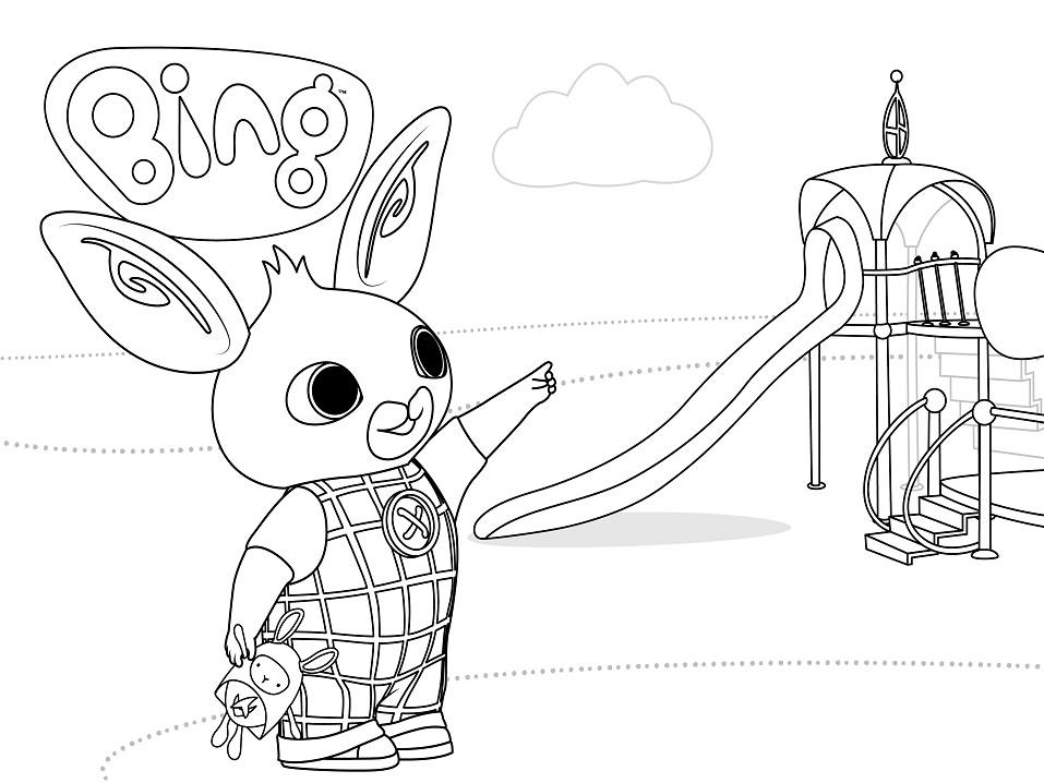 Bing in the Park Coloring Page - Free Printable Coloring Pages for Kids