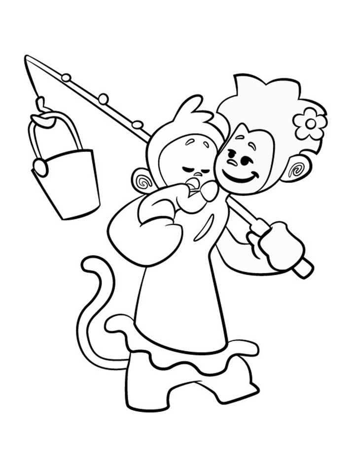 Tee and Mo Go Fishing Coloring Page - Free Printable Coloring Pages for