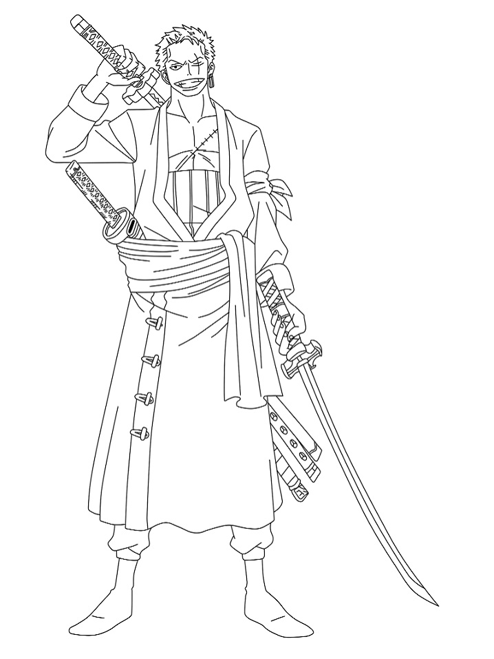 Zoro Smiling Coloring Page - Free Printable Coloring Pages for Kids