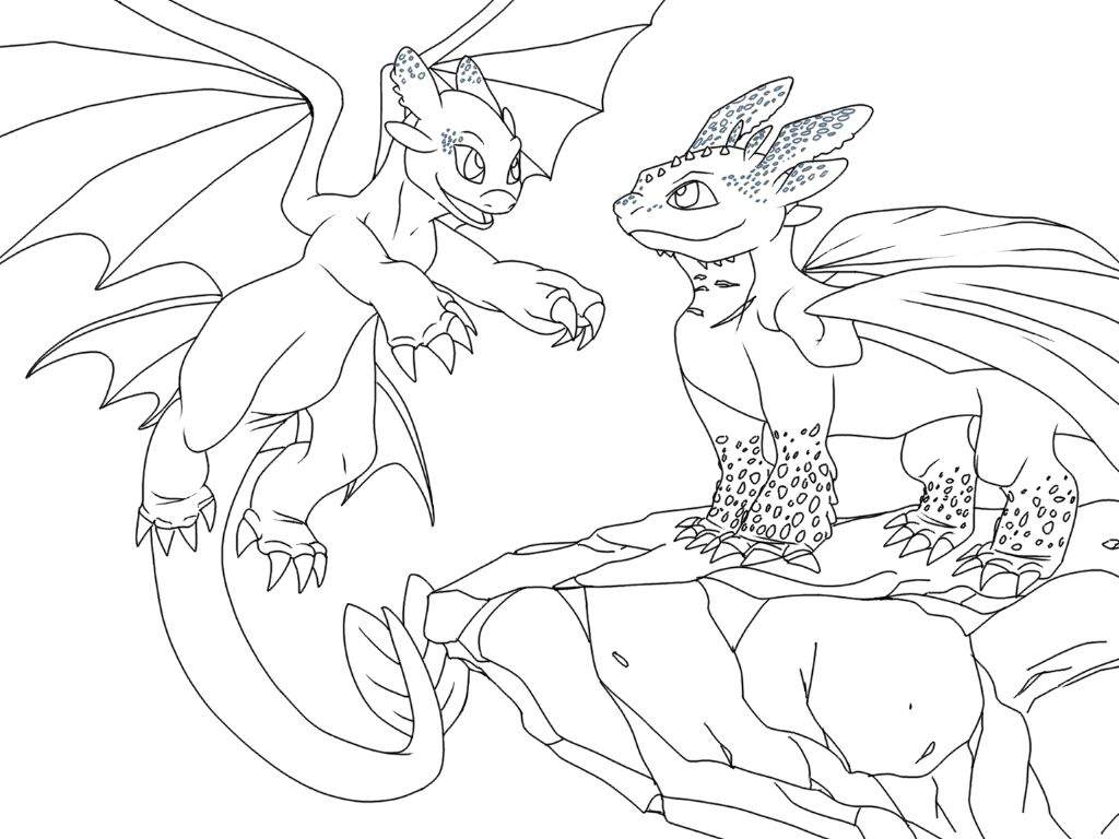 Toothless and Light Fury Coloring Page - Free Printable ...