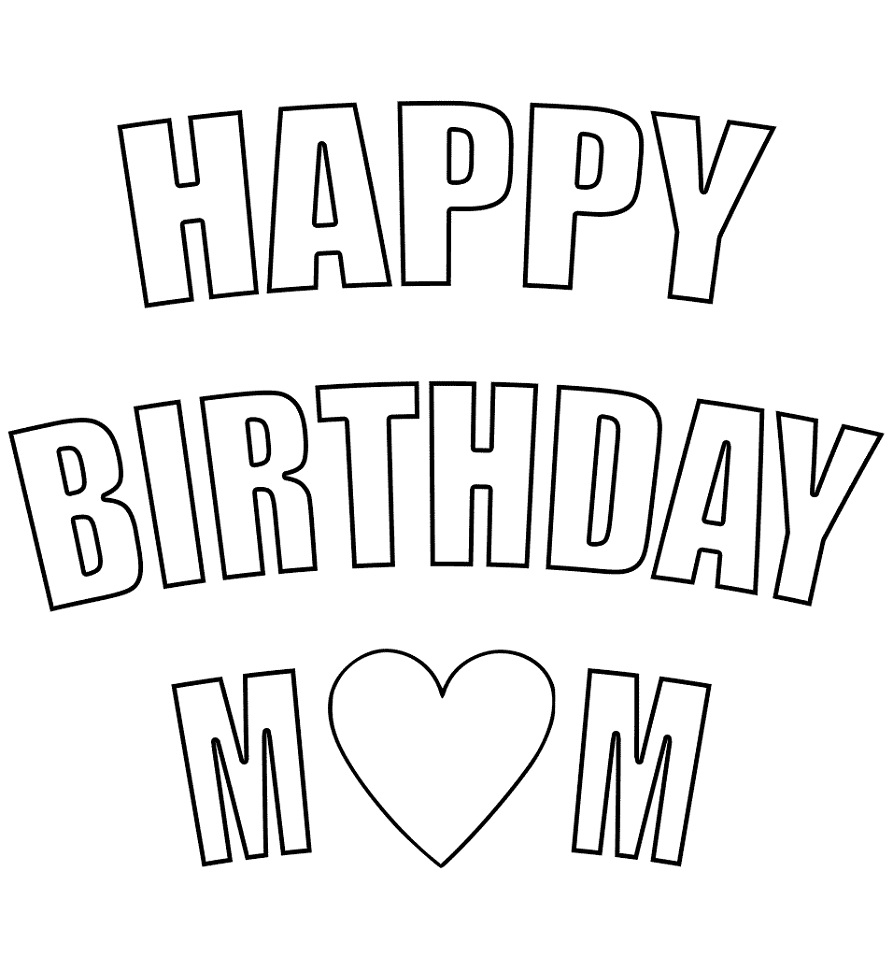 Happy Birthday Mom Coloring Page - Free Printable Coloring Pages for Kids