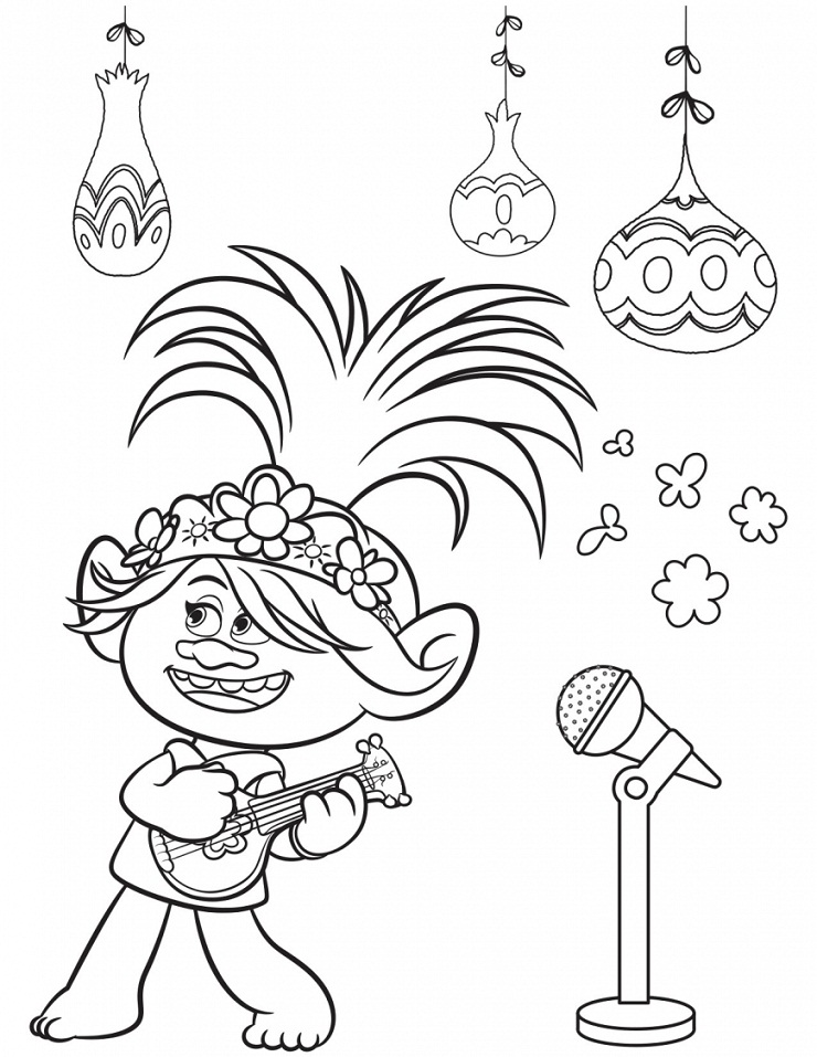 Poppy Singing Coloring Page - Free Printable Coloring Pages for Kids