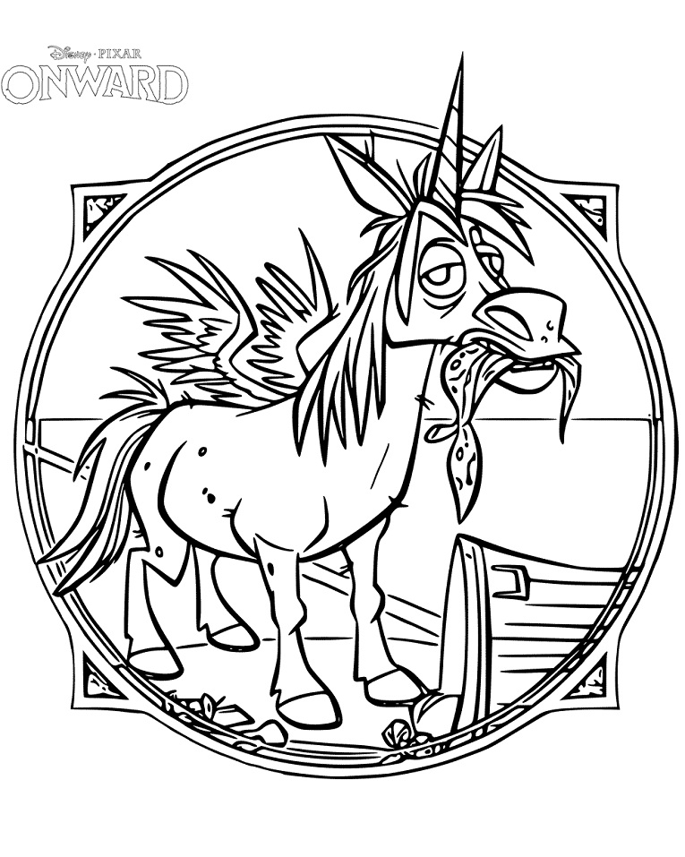 Onward Winged Unicorn Coloring Page - Free Printable Coloring Pages for