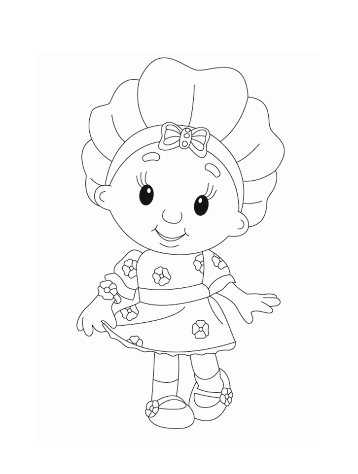 Fifi Standing In Her Floral Dress Coloring Page Free