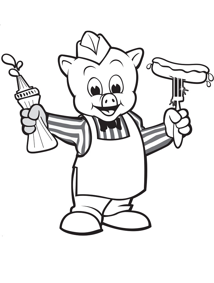 Piggly Wiggly with Sauce and Sausage Coloring Page - Free Printable