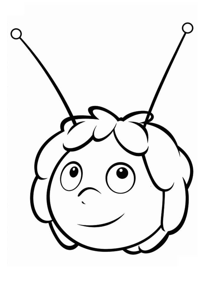 Download Maya the Bee Face Coloring Page - Free Printable Coloring Pages for Kids