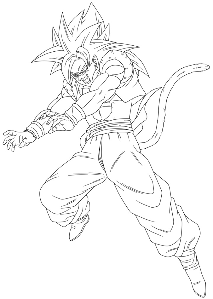 Download SSJ4 Gogeta Attack Coloring Page - Free Printable Coloring ...